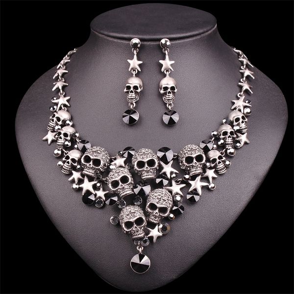 other jewelry sets vintage crystal skull punk statement necklace earrings retro skeleton gothic halloween party accessories for women 220901, Silver
other jewelry sets vintage crystal skull punk statement necklace earrings retro skeleton gothic halloween party accessories for women 220901, Silver