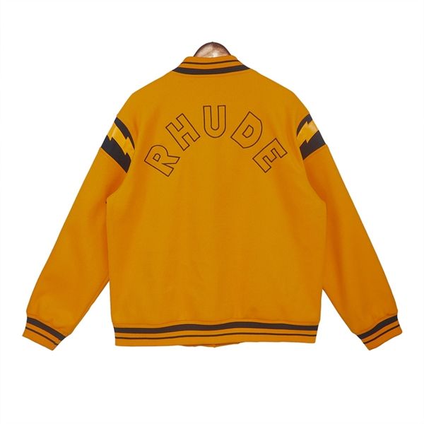 mens jackets patchwork rhude lightning veneer design bomber varsity baseball jacket 220901, Black;brown
mens jackets patchwork rhude lightning veneer design bomber varsity baseball jacket 220901, Black;brown