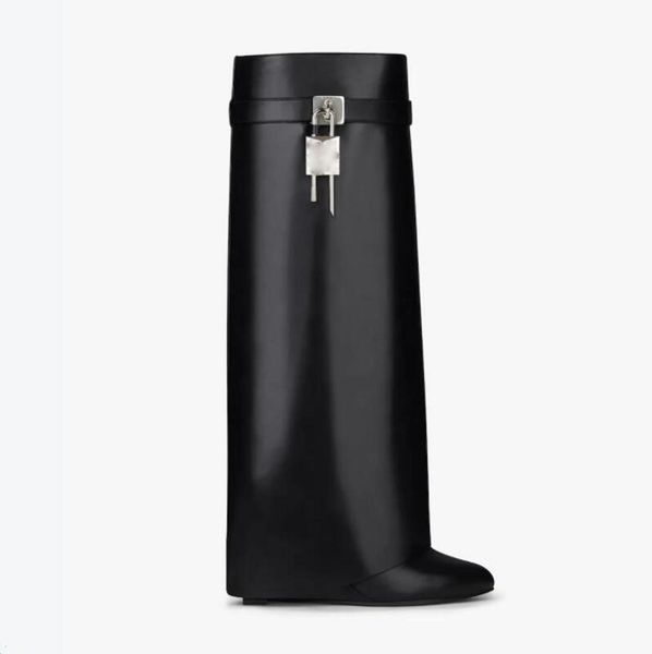 designer shark lock boots biker black leather knee tall boots rain long ankle fold-over luxury women high straight height booted 9cm
designer shark lock boots biker black leather knee tall boots rain long ankle fold-over luxury women high straight height booted 9cm