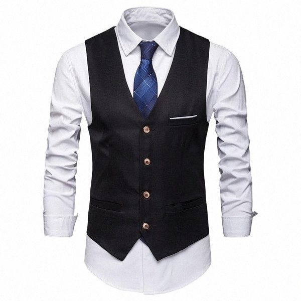 

men's vests men's vests men vest business office formal suit sleeveless slim wedding party wear 7739#, Black;white