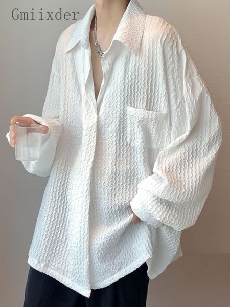 men s casual shirts gmiixder men handsome shirt long sleeved pleated wrinkled blouse high end trend chic button up turn down collar jacket 2, White;black
men s casual shirts gmiixder men handsome shirt long sleeved pleated wrinkled blouse high end trend chic button up turn down collar jacket 2, White;black