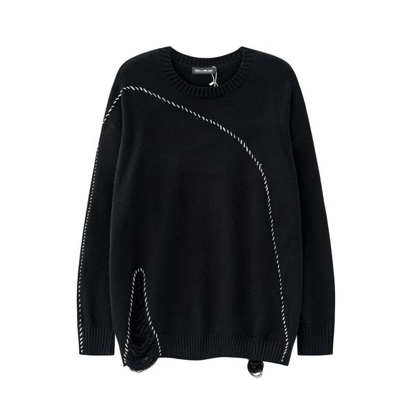 men's plus size sweaters white black lace up front split hole ripped men's sweater crew neck loose sweater
men's plus size sweaters white black lace up front split hole ripped men's sweater crew neck loose sweater