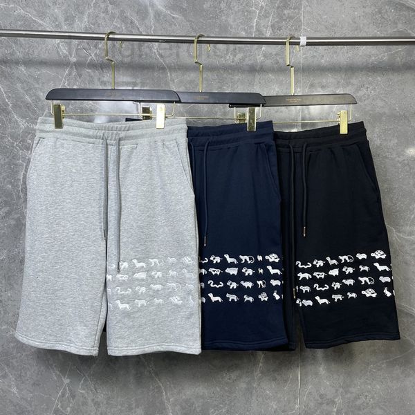 men's pants designer tb classic basic animal embroidery stripe four bar casual guard pants men's and women's shorts capris dj, Black