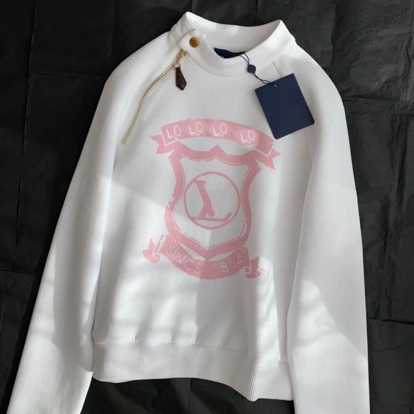 womens hoodie woman clothe long sleeves sweater pink soft printed collar zipper button, White;black
womens hoodie woman clothe long sleeves sweater pink soft printed collar zipper button, White;black