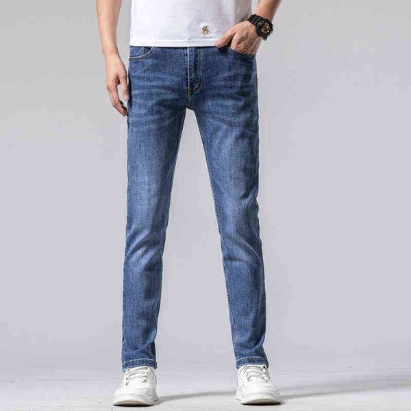 men's jeans summer thin elastic slim fitting small leg straight tube high-end fashion brand long pantsofnf, Blue
men's jeans summer thin elastic slim fitting small leg straight tube high-end fashion brand long pantsofnf, Blue