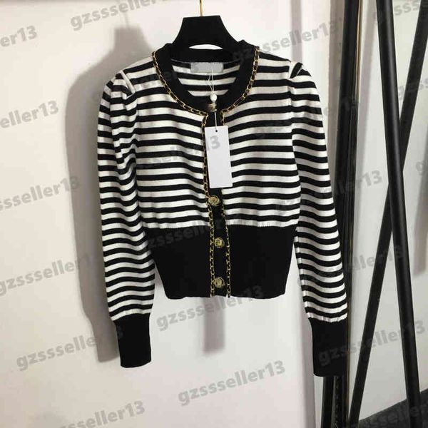cardigan women sweaters cnl custom diamond logo button sweater chain decorative striped knit cardigans designer womens clothing, White;black
cardigan women sweaters cnl custom diamond logo button sweater chain decorative striped knit cardigans designer womens clothing, White;black