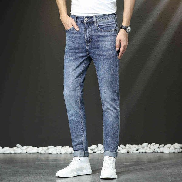 men's jeans youth korean version elastic slim fit small foot brand long pants summer thin, Blue
men's jeans youth korean version elastic slim fit small foot brand long pants summer thin, Blue
