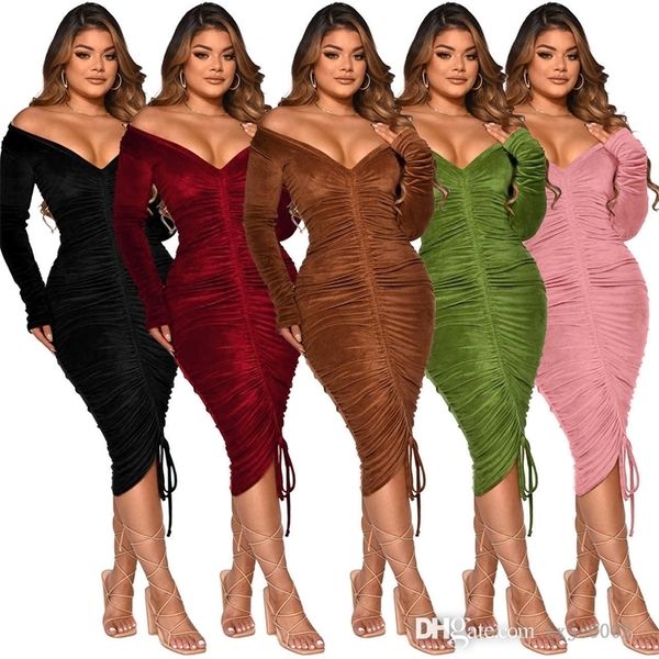 women velvet dresses designer pleated slim v-neck off shoulder bodycon dress clubwear, Black;gray
women velvet dresses designer pleated slim v-neck off shoulder bodycon dress clubwear, Black;gray