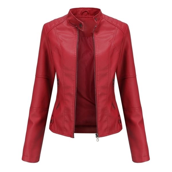 women's leather faux jacket women autumn spring moto biker zipper red black apricot coffee coat ladies outerwear brown 220901
women's leather faux jacket women autumn spring moto biker zipper red black apricot coffee coat ladies outerwear brown 220901