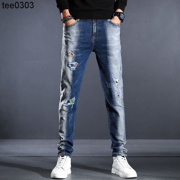 2021 jeans men's spring and autumn casual trend beggar hole patch long pants tide brand pasted personalized men's pants, Blue
2021 jeans men's spring and autumn casual trend beggar hole patch long pants tide brand pasted personalized men's pants, Blue