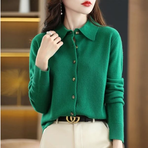 women s knits tees long sleeve button cardigans for women polo collar elegant outerwear sweater female knit jacket coat in green beige red 2, White
women s knits tees long sleeve button cardigans for women polo collar elegant outerwear sweater female knit jacket coat in green beige red 2, White