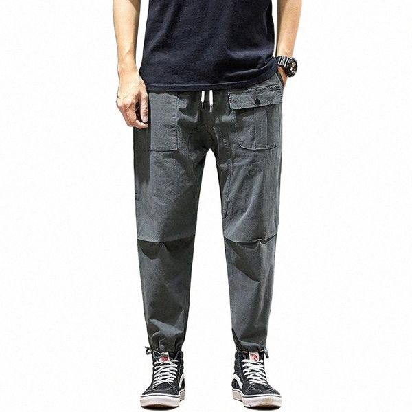 men's jeans spring and autumn men's loose multi-pocket tooling sports leisure foot pants korean version of the trend harem trou je, Blue