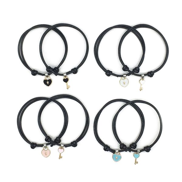 couple trendy bracelet for friend lock key design black color rope bracelet wholesale jewelry 2 pcs set, Golden;silver
couple trendy bracelet for friend lock key design black color rope bracelet wholesale jewelry 2 pcs set, Golden;silver