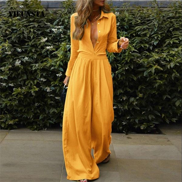women's jumpsuits rompers clothing lapel buttons cardigan shirt long sleeve casual loose wide legs trousers twopiece suit xl 220902, Black;white
women's jumpsuits rompers clothing lapel buttons cardigan shirt long sleeve casual loose wide legs trousers twopiece suit xl 220902, Black;white