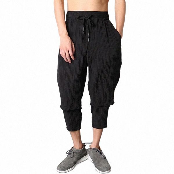 men's pants m-3xl 2021 men's clothing fashion bigbang gd singer hair stylist stitching fake two pieces linen pants harem costumes, Black
men's pants m-3xl 2021 men's clothing fashion bigbang gd singer hair stylist stitching fake two pieces linen pants harem costumes, Black