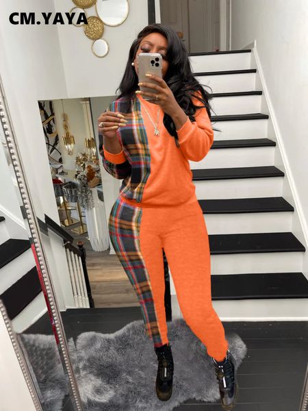 women's two piece pants cm.yaya elegant plaid patchwork women's set sweatshirt and jogger pants street fashion active tracksuit tw, White
women's two piece pants cm.yaya elegant plaid patchwork women's set sweatshirt and jogger pants street fashion active tracksuit tw, White