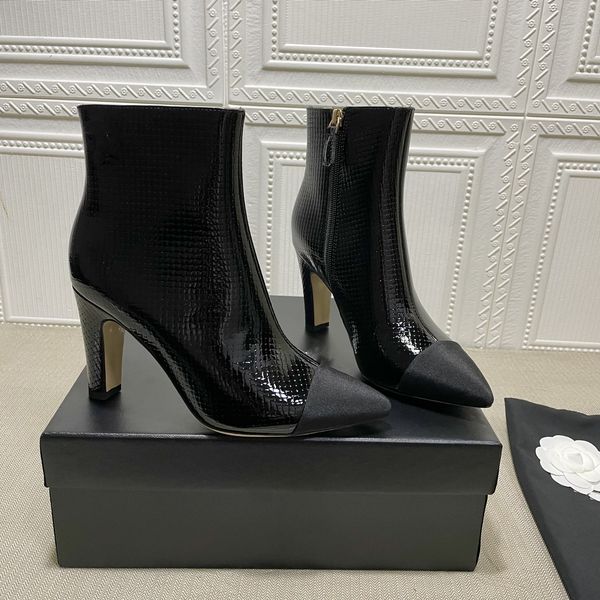 the hacker patent embossed calfskin leather boots patchwork stiletto boots thigh-high pointed toe booties women luxury designer shoes factor, Black
the hacker patent embossed calfskin leather boots patchwork stiletto boots thigh-high pointed toe booties women luxury designer shoes factor, Black