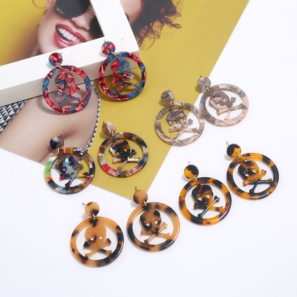 european selling halloween dangle skull earrings acetate plate drop earrings for women anti allergy quality, Silver
european selling halloween dangle skull earrings acetate plate drop earrings for women anti allergy quality, Silver