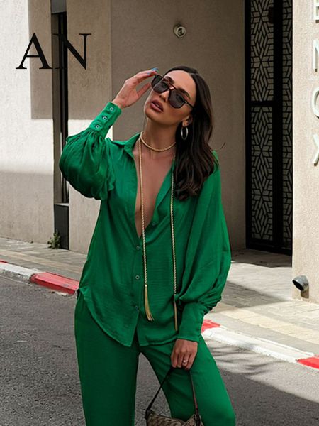 women's two piece pants autumn fashion casual suit solid color loose single-breasted lantern sleeve shirt elastic high waist trousers t, White
women's two piece pants autumn fashion casual suit solid color loose single-breasted lantern sleeve shirt elastic high waist trousers t, White