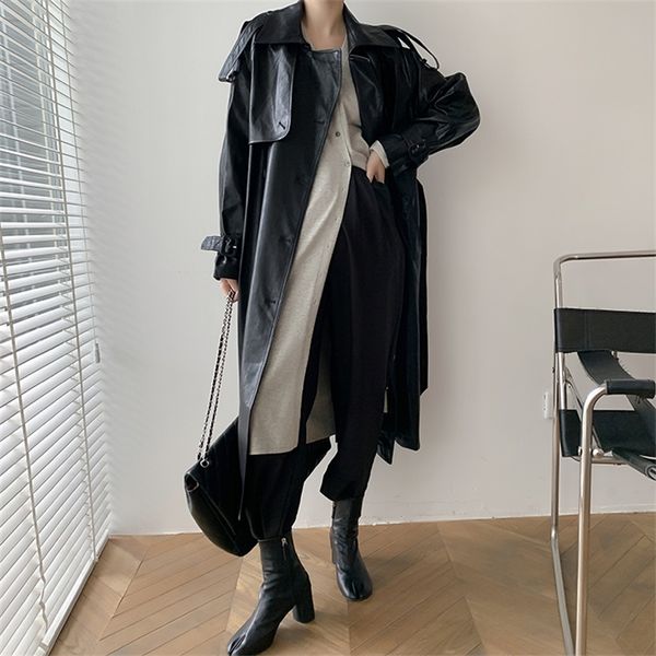 women's trench coats korea runway designer fall autumn leather maxi long coat with belt chic female windbreaker classic 220902, Tan;black
women's trench coats korea runway designer fall autumn leather maxi long coat with belt chic female windbreaker classic 220902, Tan;black