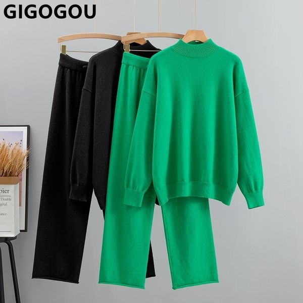 women's two piece pants gigogou two piece women sweater tracksuit autumn winter oversized loose pant suits thick warm lady knitted suit, White
women's two piece pants gigogou two piece women sweater tracksuit autumn winter oversized loose pant suits thick warm lady knitted suit, White