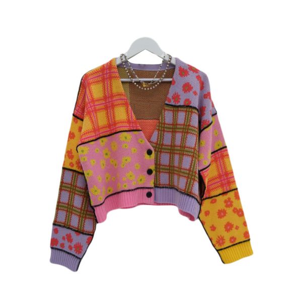 women s knits tees women long sleeve knitwear ladies floral plaid splicing single breasted knitted coat casual cardigan sweater spring autum, White
women s knits tees women long sleeve knitwear ladies floral plaid splicing single breasted knitted coat casual cardigan sweater spring autum, White