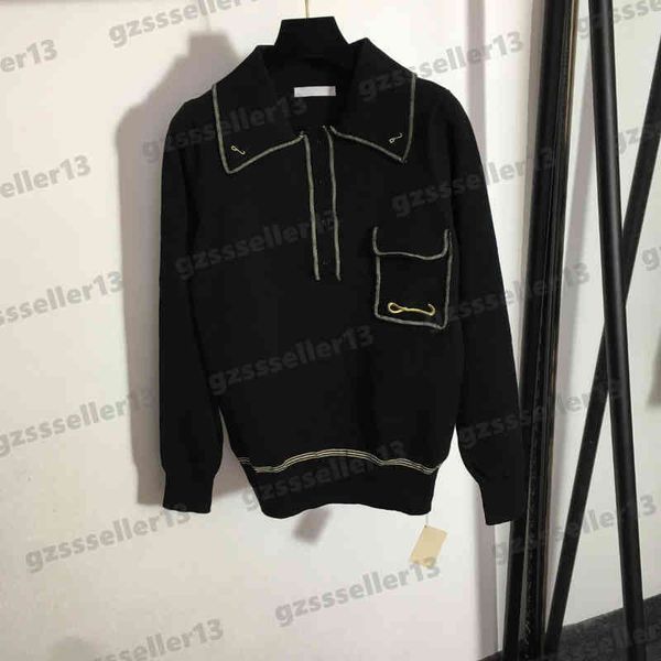 cardigan women sweaters loe gold thread embroidered sweater fashion brand polo neck long sleeve knit sweater designers womens clothing 0912, White;black
cardigan women sweaters loe gold thread embroidered sweater fashion brand polo neck long sleeve knit sweater designers womens clothing 0912, White;black