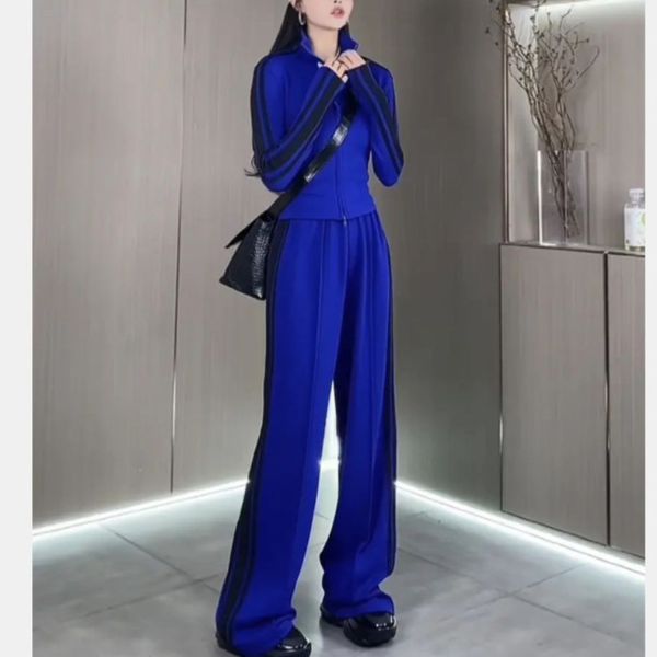 women's two piece pants fashion stand collar short coat set early autumn stripe stitching slim casual sports wide leg pants two piece s, White
women's two piece pants fashion stand collar short coat set early autumn stripe stitching slim casual sports wide leg pants two piece s, White