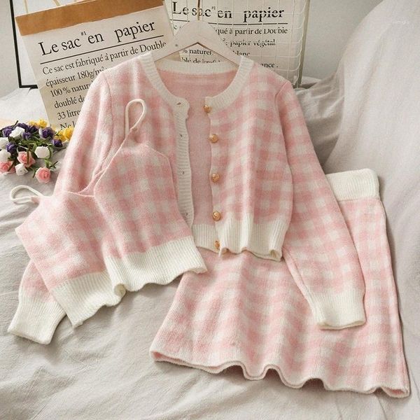 skirts skirts sweet plaid three-piece women's o neck single-breasted long-sleeved loose sweater with short strap two piece set skirt 86, Black
skirts skirts sweet plaid three-piece women's o neck single-breasted long-sleeved loose sweater with short strap two piece set skirt 86, Black