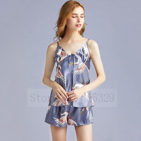 pajamas suit print sleepwears crane nightwear women home clothing intimate, Black;red
pajamas suit print sleepwears crane nightwear women home clothing intimate, Black;red