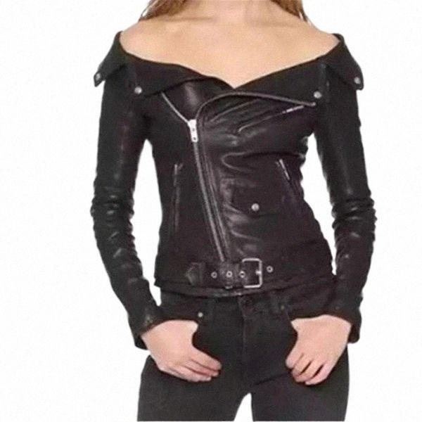 women's leather & faux leather women's leather & faux autumn off-shoulder turn-down collar black jacket women coats motorcycles ch
women's leather & faux leather women's leather & faux autumn off-shoulder turn-down collar black jacket women coats motorcycles ch