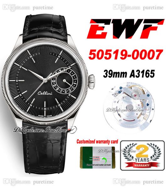 ewf cellini date 50519-007 a3165 automatic mens watch 39mm steel case black texture dial leather strap super edition watches same series war, Slivery;brown
ewf cellini date 50519-007 a3165 automatic mens watch 39mm steel case black texture dial leather strap super edition watches same series war, Slivery;brown