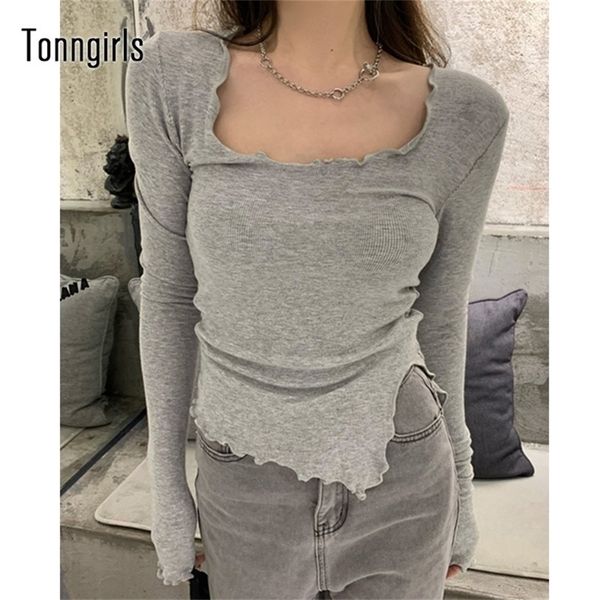 womens t shirt tonngirls long sleeve tshirt fungus line irregular hem knitted slender autumn korean style crop solid tee 220902, White
womens t shirt tonngirls long sleeve tshirt fungus line irregular hem knitted slender autumn korean style crop solid tee 220902, White