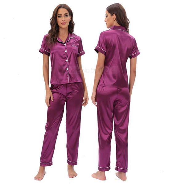 summer rayon pajamas pour femme sleepwear short sleeve nightwear with trousers, Black;red
summer rayon pajamas pour femme sleepwear short sleeve nightwear with trousers, Black;red