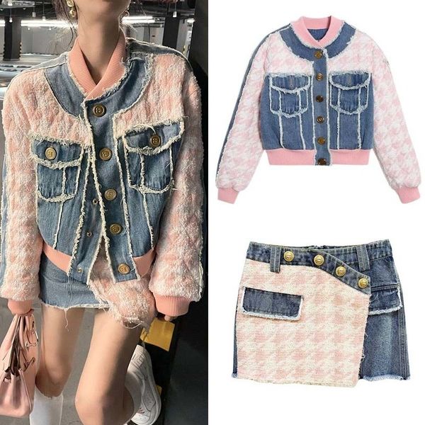 casual dresses autumn thousand bird check denim stitched loose fringe baseball jacket skirt women's suit two piece set 220902, Black;gray
casual dresses autumn thousand bird check denim stitched loose fringe baseball jacket skirt women's suit two piece set 220902, Black;gray