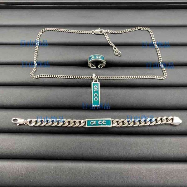 set necklace ancient new letter enamel simple neck chain bracelet opening ring versatile fashion jewelry, Silver
set necklace ancient new letter enamel simple neck chain bracelet opening ring versatile fashion jewelry, Silver