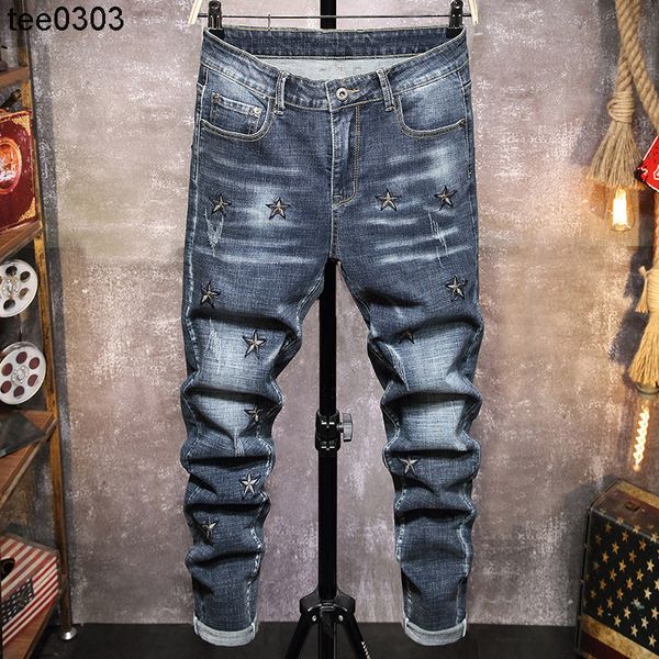 2021 autumn and winter new jeans men's slim fit small feet casual embroidery scratch tide brand versatile embroidered long pants, Blue
2021 autumn and winter new jeans men's slim fit small feet casual embroidery scratch tide brand versatile embroidered long pants, Blue