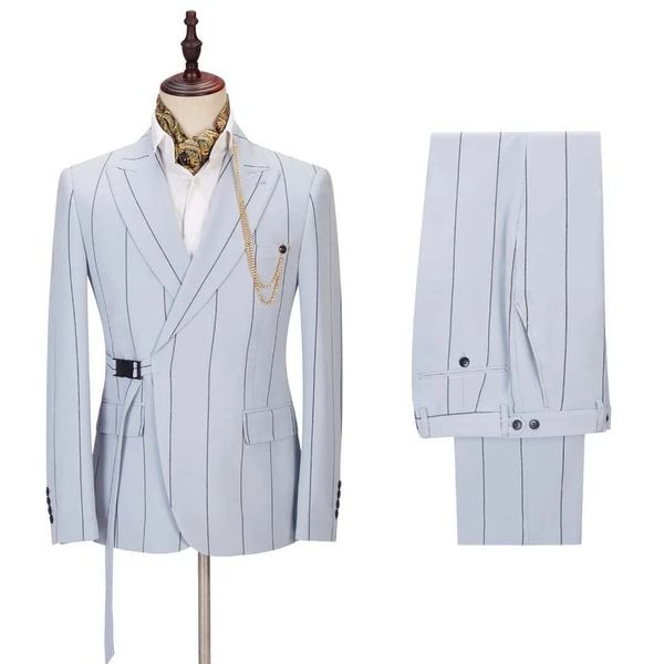 2022 costume made tuxedos fashion blue wide stripe wedding men suits with belt party prom slim fit tuxedo groom terno masculino blazer 2 pcs, Black;gray
2022 costume made tuxedos fashion blue wide stripe wedding men suits with belt party prom slim fit tuxedo groom terno masculino blazer 2 pcs, Black;gray