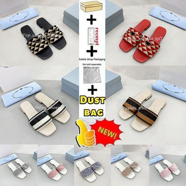 2022 embroidery flat slipper slide classic triangle logo summer lady sandals leather outsole material women shoes with box, Black
2022 embroidery flat slipper slide classic triangle logo summer lady sandals leather outsole material women shoes with box, Black