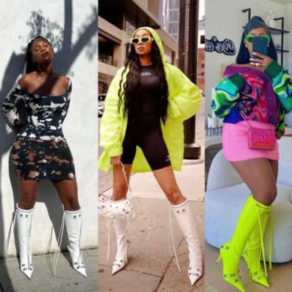 cagole lambskin leather knee-high boots stud buckle embellished side zip shoes pointed toe stiletto heel tall boot luxury designers shoe, Black
cagole lambskin leather knee-high boots stud buckle embellished side zip shoes pointed toe stiletto heel tall boot luxury designers shoe, Black
