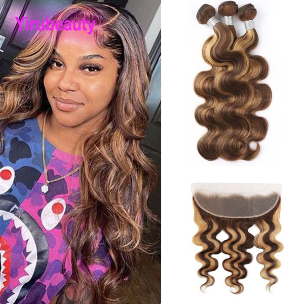 body wave p4/27 piano color double wefts brazilian bundles with 13x4 lace frontal part peruvian indian malaysian virgin hair 4 pieces, Black;brown
body wave p4/27 piano color double wefts brazilian bundles with 13x4 lace frontal part peruvian indian malaysian virgin hair 4 pieces, Black;brown