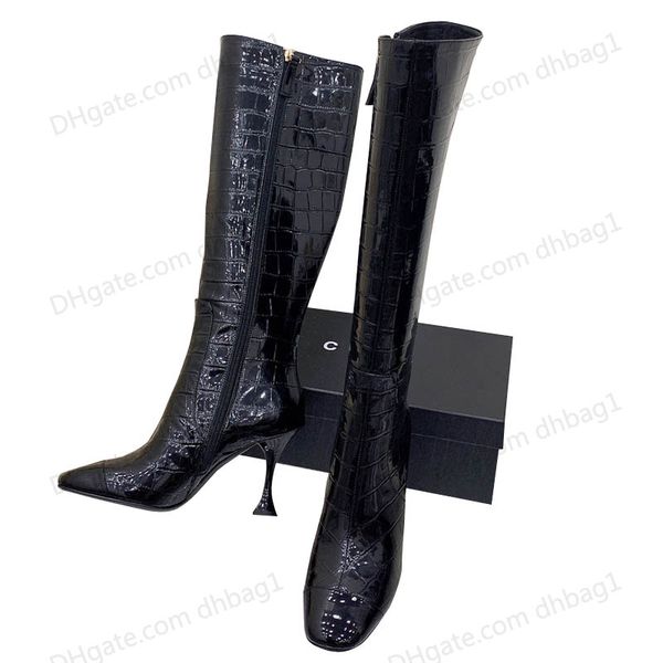 2022/23 designer womens crocodile over-the-knee boots metal zippers stiletto boots f/w calfskin heel 9cm pointed toes rainboot water proof c, Black
2022/23 designer womens crocodile over-the-knee boots metal zippers stiletto boots f/w calfskin heel 9cm pointed toes rainboot water proof c, Black