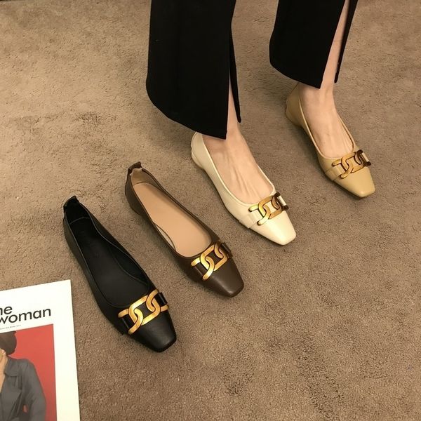 dress shoes metal buckle soft leather spring flat heel square head shallow mouth grandma fashion casual women's 220902, Black
dress shoes metal buckle soft leather spring flat heel square head shallow mouth grandma fashion casual women's 220902, Black