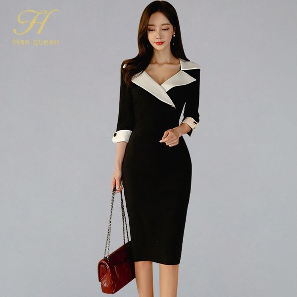 work dresses h han queen women notched neck black sheath pencil dress fashion slim ol bodycon office business vestidos 220902, White;black
work dresses h han queen women notched neck black sheath pencil dress fashion slim ol bodycon office business vestidos 220902, White;black