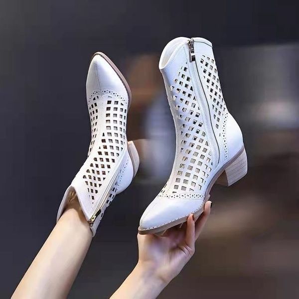 boots women's spring and summer mesh hollow short boots breathable stiletto pointed toe fashion high heels chunky 220902, Black
boots women's spring and summer mesh hollow short boots breathable stiletto pointed toe fashion high heels chunky 220902, Black