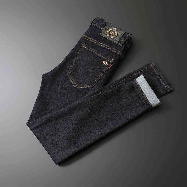 blue dark jeans men's slim fit small feet autumn and winter thick elastic mid rise
blue dark jeans men's slim fit small feet autumn and winter thick elastic mid rise