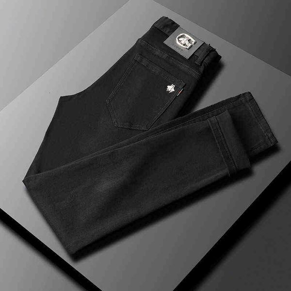 thin summer stretch men's small straight jeans fashion brand little bee pants, Blue
thin summer stretch men's small straight jeans fashion brand little bee pants, Blue