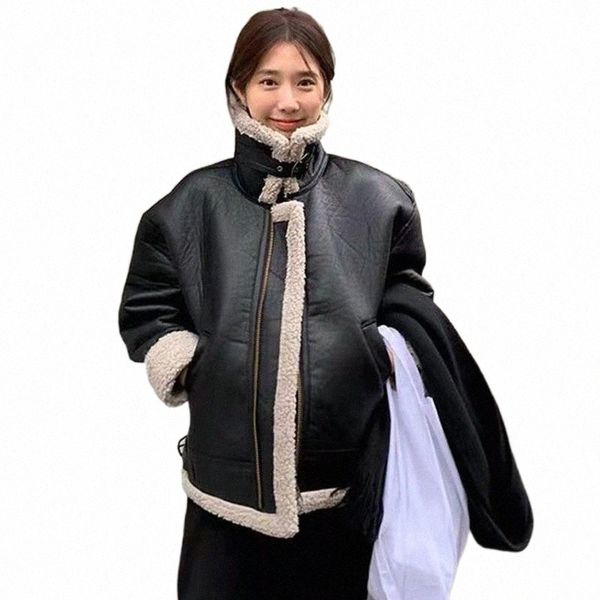women's leather & faux leather women's leather & faux korean style winter warm pu jackets lamb woolen coats 2022 harajuku casual z, Black
women's leather & faux leather women's leather & faux korean style winter warm pu jackets lamb woolen coats 2022 harajuku casual z, Black