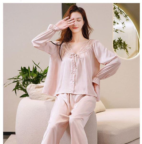 perspective lace sleep set womens sleepwear long sleeve satin pajamas suit, Black;red
perspective lace sleep set womens sleepwear long sleeve satin pajamas suit, Black;red