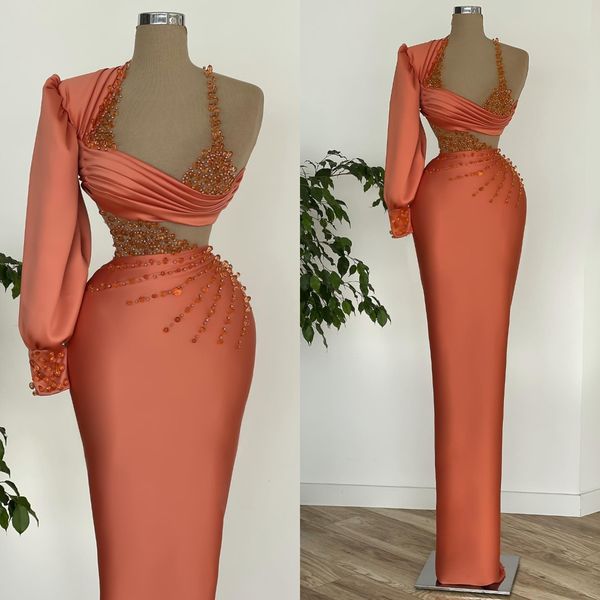 one shoulder orange evening dress beaded long sleeve mermaid formal arabic prom dresses custom made, Black;red
one shoulder orange evening dress beaded long sleeve mermaid formal arabic prom dresses custom made, Black;red